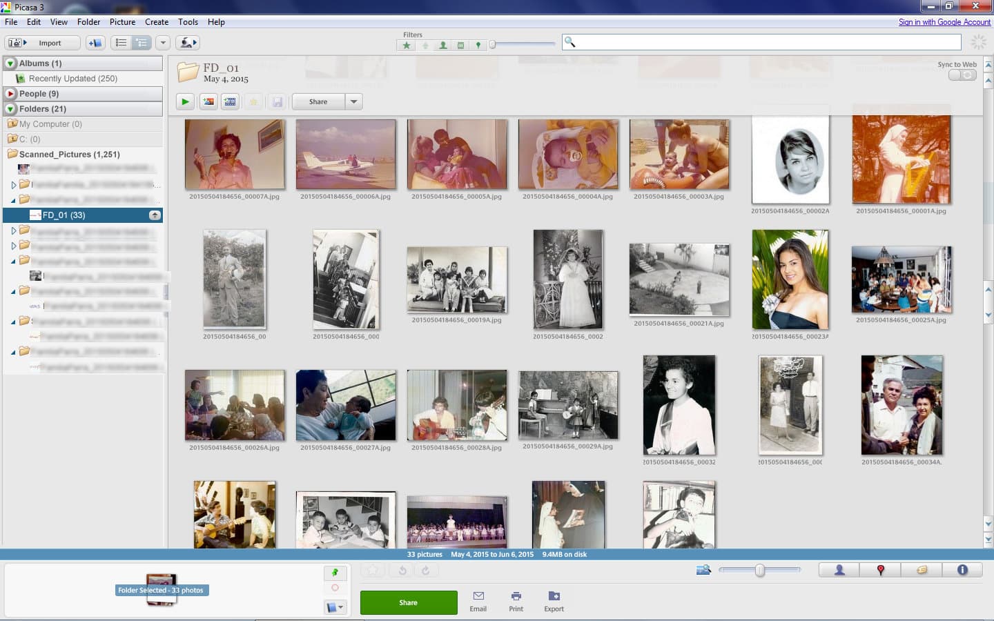 Scanned photos organized and ready to share